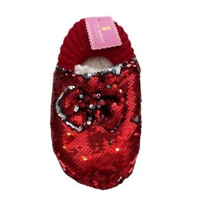 Simply Southern Red Sequin Slipper Socks Women's sz 5-9 NWT Valentines